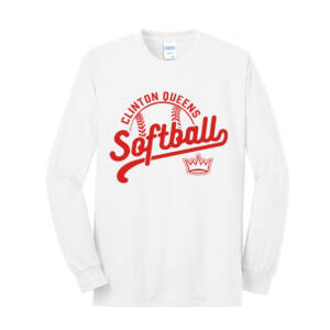 Queens Softball Club Unisex Long Sleeve Core Blend T Shirt – White