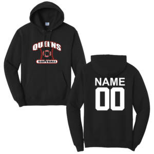 Queens Softball Club Unisex Classic Core weight Cozy Pullover Hooded Sweatshirt -Black