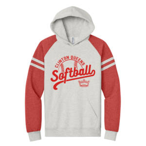 Queens Softball Club Jerzees Unisex NuBlend Varsity Colorblock Hooded Sweatshirt – OatmealHeather/Fiery Red Heather