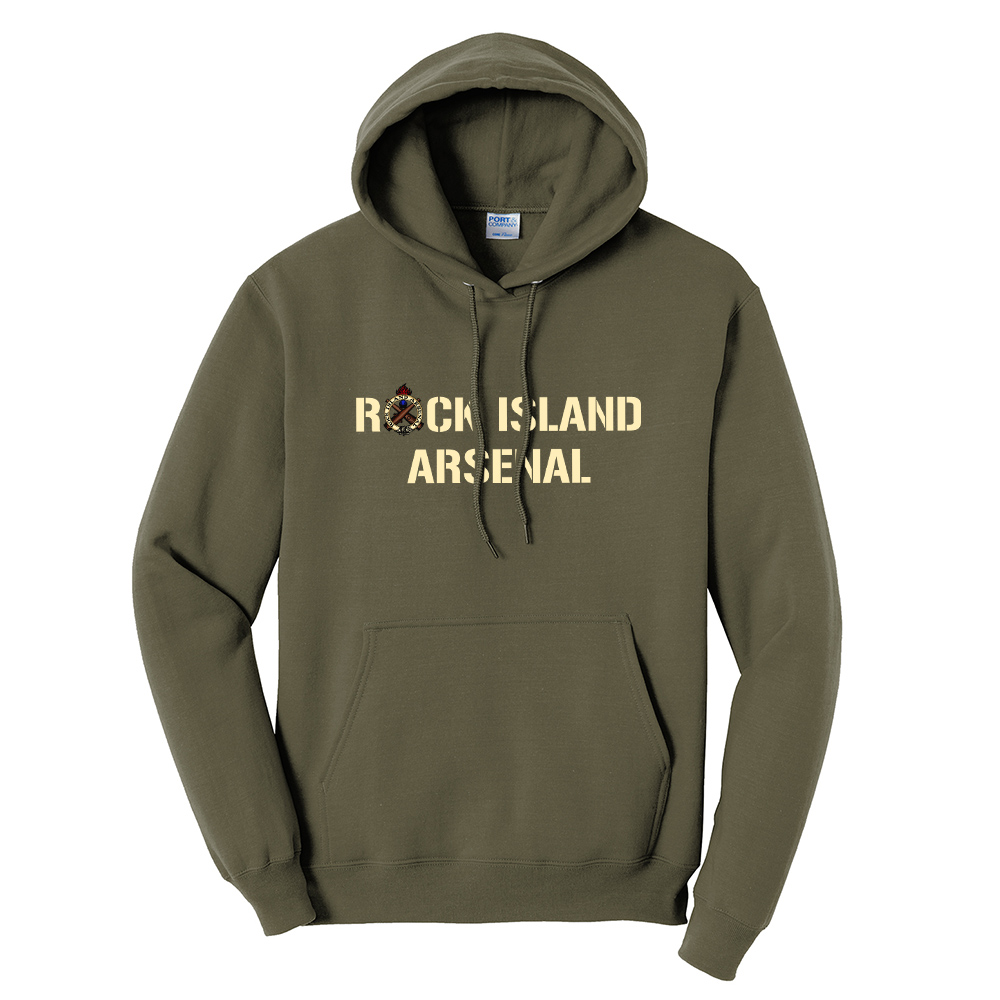 RI Arsenal Unisex Fleece Hooded Sweatshirt-Olive Drab Green