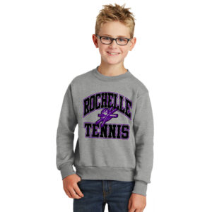 Rochelle Tennis Youth Fleece Crewneck Sweatshirt-Athletic Heather