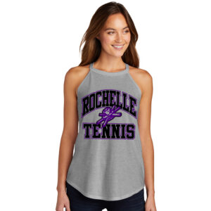 Rochelle Tennis District Made Ladies Perfect Tri Rocker Tank-Grey Frost