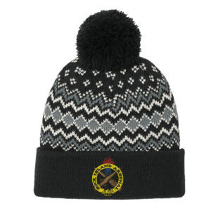 RIA Garrison Port Authority Alpine Pom Beanie-Deep Black Gusty Grey