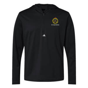 RIA Garrison Adidas Men’s Lightweight Quarter-Zip Hooded Pullover-Black