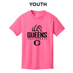 River Queens VB Youth Short Sleeve Tee-Neon Pink