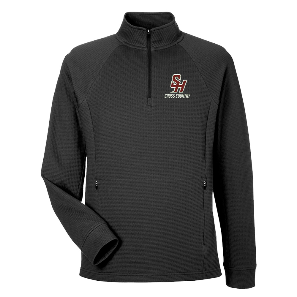 SH Cross Country North End Men's Rhythm Waffle Quarter Zip Pullover -Black