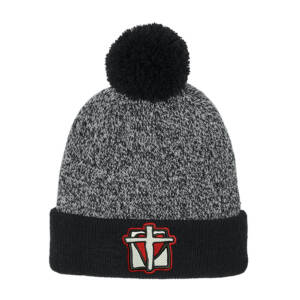 Sacred Heart Elem Sport Tek Halftime Heather Pom Beanie – BlackSilver