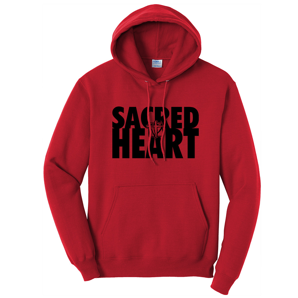 Sacred Heart Elem Unisex Classic Core weight Cozy Pullover Hooded Sweatshirt - Red