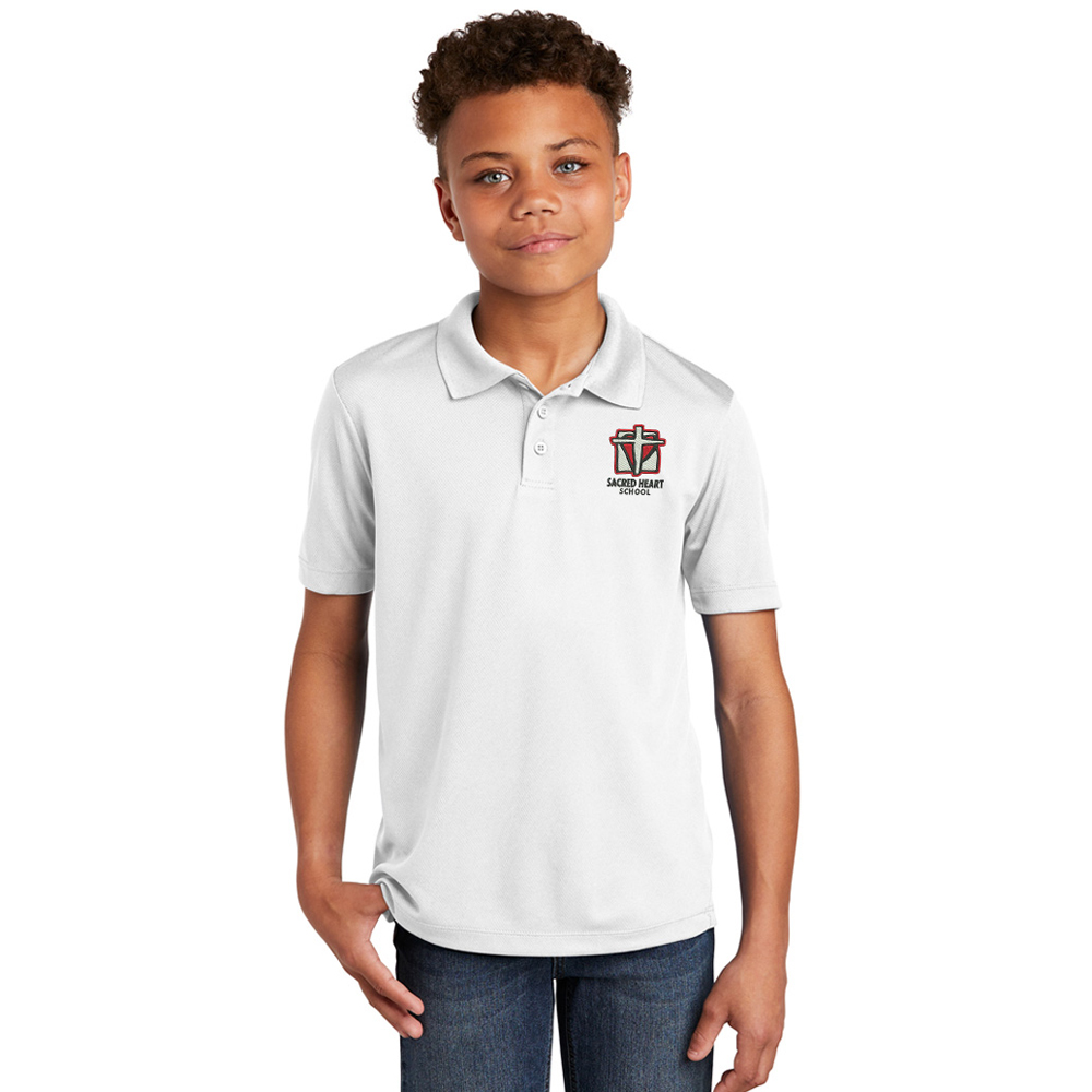 Sacred Heart Elem Sport-Tek PosiCharge RacerMesh Polo YOUTH-White