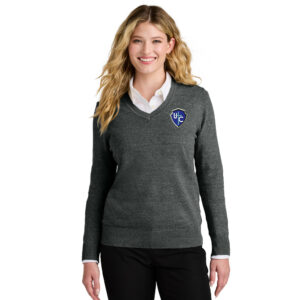 Knights Port Authority Women’s Easy Care V-Neck Sweater-Charcoal Heather
