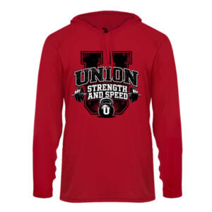 Union Strength B-Core Men Long Sleeve Hood Tee-Red