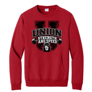 Union Strength Unisex Core Fleece Crewneck Pocket Sweatshirt -Red
