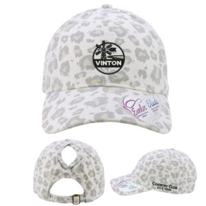 Vinton Country Club Infinity Her Women’s Garment-Washed Fashion Print Cap -Snow Leopard