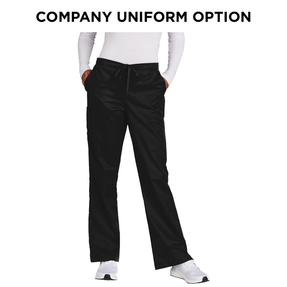 Virdi Eye Clinic Wink Women’s WorkFlex Flare Leg Cargo Pant (Blank)-Black