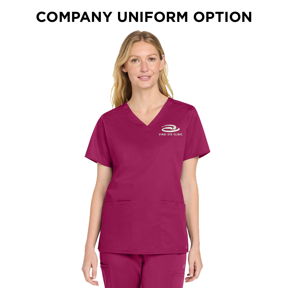 Virdi Eye Clinic Wink Women’s WorkFlex V-Neck Top-Wine