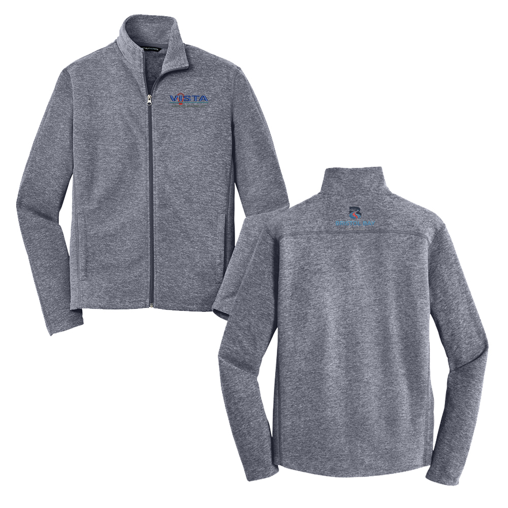 VIS Port Authority Men Heather Microfleece Full Zip Jacket-Navy Heather