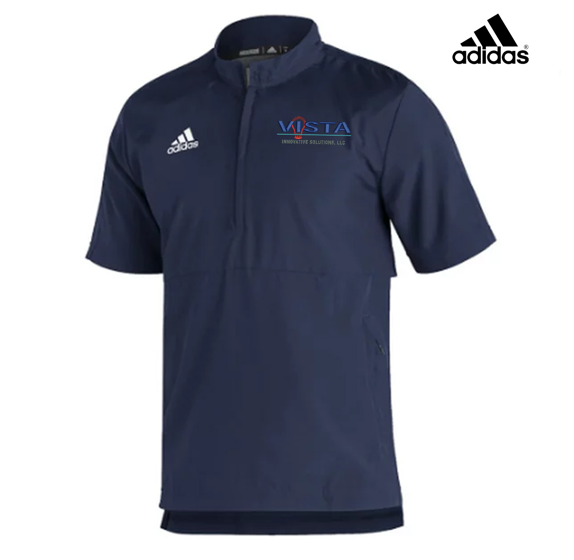 VIS Adidas Sideline 21 Lightweight Woven Men 1/4 Zip Short Sleeve Pullover-Navy