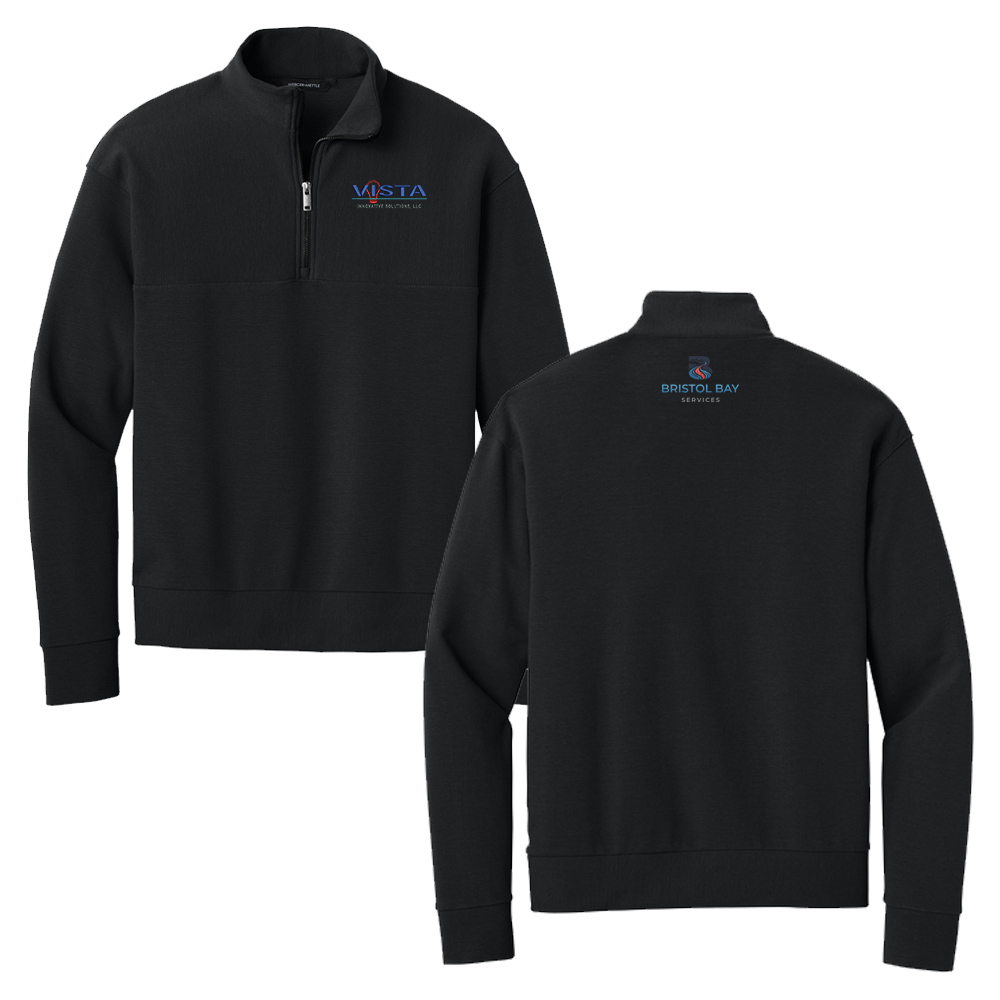 VIS Mercer and Mettle Men Linear Texture 1/4-Zip-Deep Black