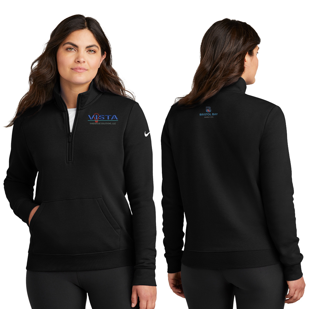 VIS Nike Ladies Club Fleece Sleeve Swoosh 1/2-Zip-Black