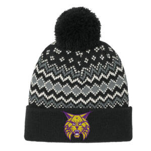 Webster City Lynx Port Authority Alpine Pom Beanie-Deep Black Gusty Grey