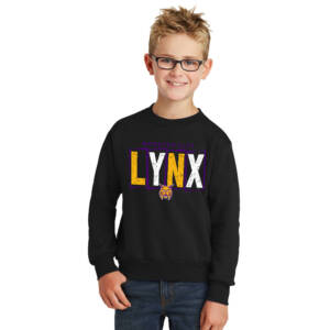 Webster City Lynx Youth Fleece Crewneck Sweatshirt-Black