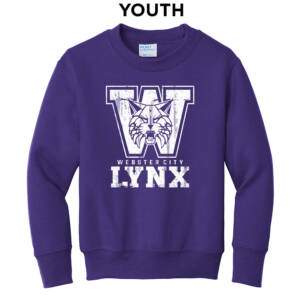 Webster City Lynx Youth Fleece Crewneck Sweatshirt-Purple