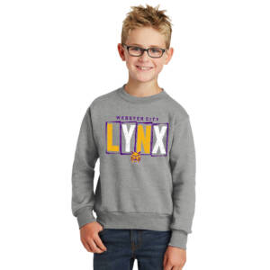 Webster City Lynx Youth Fleece Crewneck Sweatshirt-Athletic heather