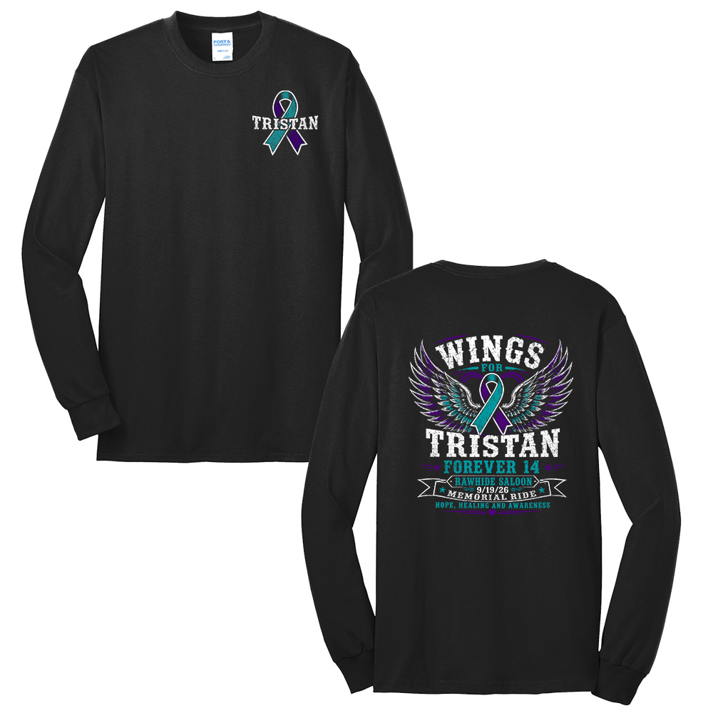 Wings for Tristan Unisex Cotton Long Sleeve Tee-Black