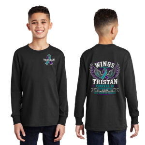Wings for Tristan Youth Cotton Long Sleeve Tee-Black