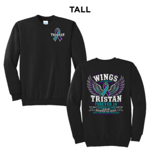 Wings for Tristan Tall Fleece Crewneck Sweatshirt-Black