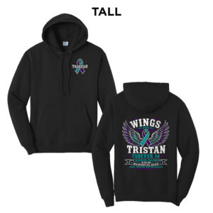 Wings for Tristan Tall Fleece Hooded Sweatshirt-Black