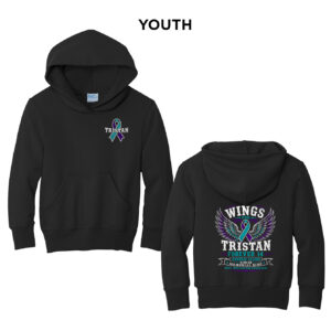 Wings for Tristan Youth Fleece Hooded Sweatshirt-Black