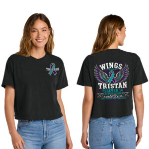 Wings for Tristan Comfort Colors Women’s Heaveweight Boxy Fit Slightly Cropped T-Shirt-Black