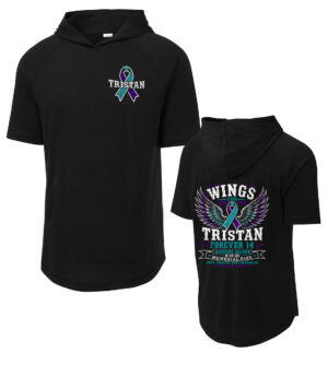 Wings for Tristan Sport Tek Men Posicharge Triblend Wicking Short Sleeve Tee Hoodie-Black