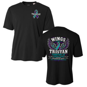 Wings for Tristan Adult Performance Short Sleeve Tee-Black