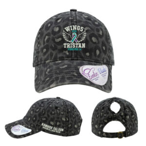 Wings for Tristan Infinity Her Women’s Garment-Washed Fashion Print Cap -Black Leopard