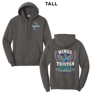 Wings for Tristan Tall Fleece Hooded Sweatshirt-Charcoal