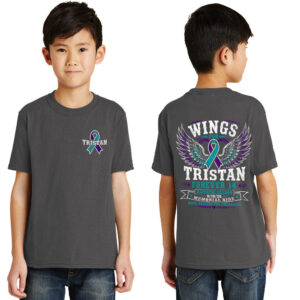 Wings for Tristan Youth Short Sleeve Tee-Charcoal