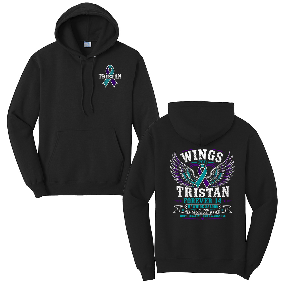 Wings for Tristan Unisex Fleece Hooded Sweatshirt-Black