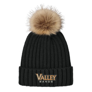 WDM Valley Bands Port Authority Faux Fur Pom Beanie -Black