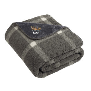 WDM Valley Bands Port Authority Double Sided Sherpa/Plush Blanket – Marshmallow/ Grey Window Pane