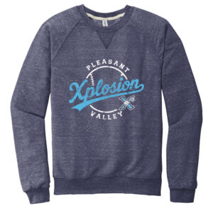PV Xplosion Jerzees Snow Heather French Terry Raglan Crew – Navy (M, L, XL)