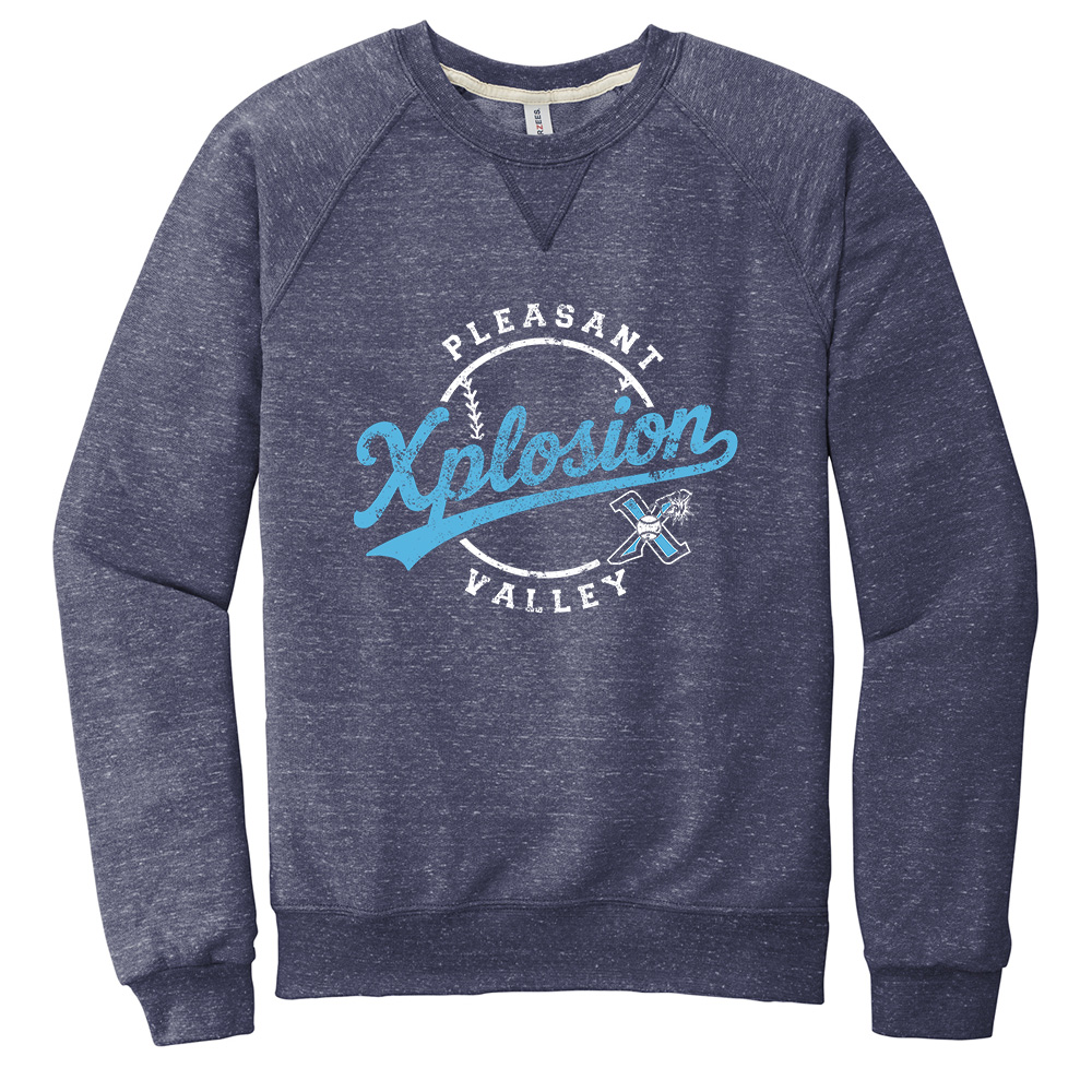 PV Xplosion Jerzees Snow Heather French Terry Raglan Crew - Navy (M, L, XL)