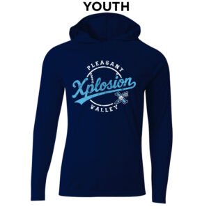 PV Xplosion Youth Cooling performance long sleeve hooded Tee – Navy