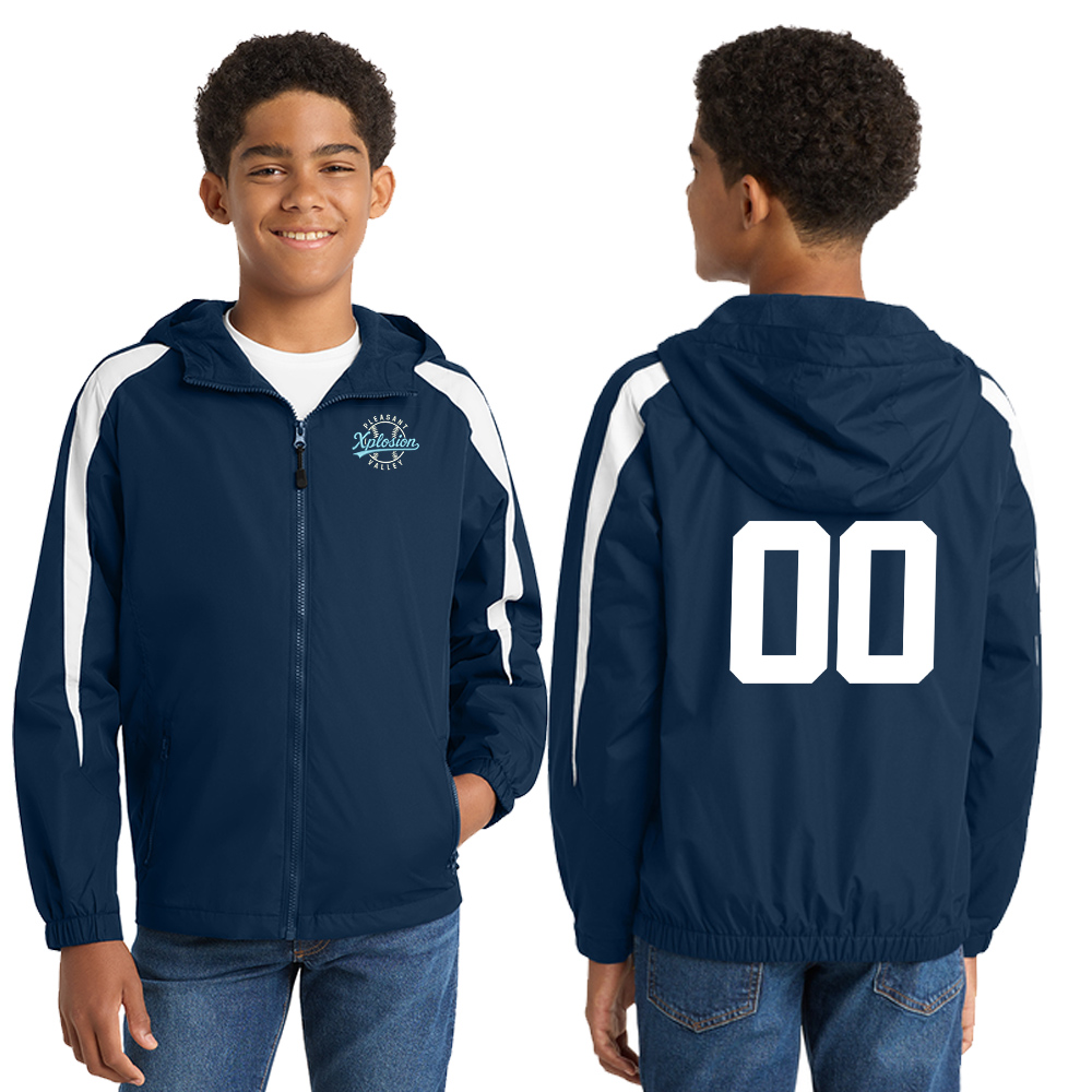 PV Xplosion Sport Tek YOUTH Fleece Lined Colorblock Jacket. - NavyWhite