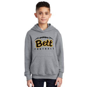 Bettendorf HS Football Youth Hooded Sweatshirt-Athletic Heather
