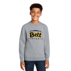 Bettendorf HS Football Youth Crewneck Sweatshirt-Athletic Heather