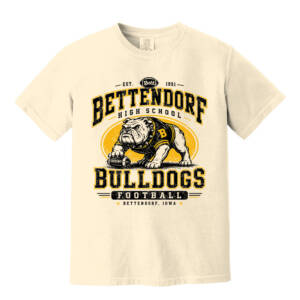Bettendorf HS Football Distressed Print Comfort Colors Heavyweight Ring Spun Tee-Ivory