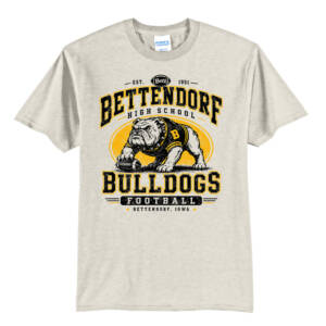 Bettendorf HS Football Distressed Print Short Sleeve Tee-Oatmeal Heather
