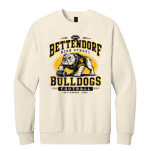 Bettendorf HS Football Distressed Print District VIT Heavyweight Fleece Crew-Griege